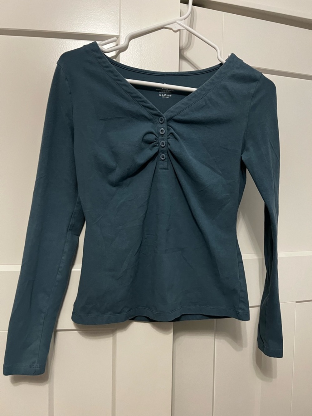 Teal 3 Button-Front Women's top soft and cozy